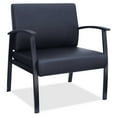 thumbnail image 2 of Lorell Big & Tall Black Leather Guest Reception Waiting Room Chair, with Arms, Steel Frame, 2 of 2