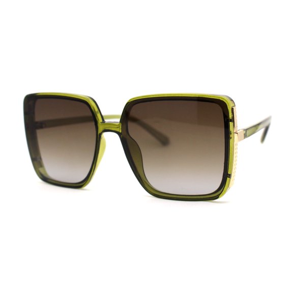 Womens Showy Metal Side Gilded Jewel Butterfly Diva Sunglasses Green Brown