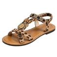 thumbnail image 5 of Rokment Leopard Flat Dress Sandals for Women Fashion Boho Beaded Elastic Ankle Strap Walking Slip on Beach Casual Slingback Summer Shoes 2026, 5 of 7