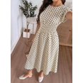 thumbnail image 4 of Womens Multicolor Polka Dot Ruched Waist Short Sleeve A-Line Vacation Dress, 4 of 9