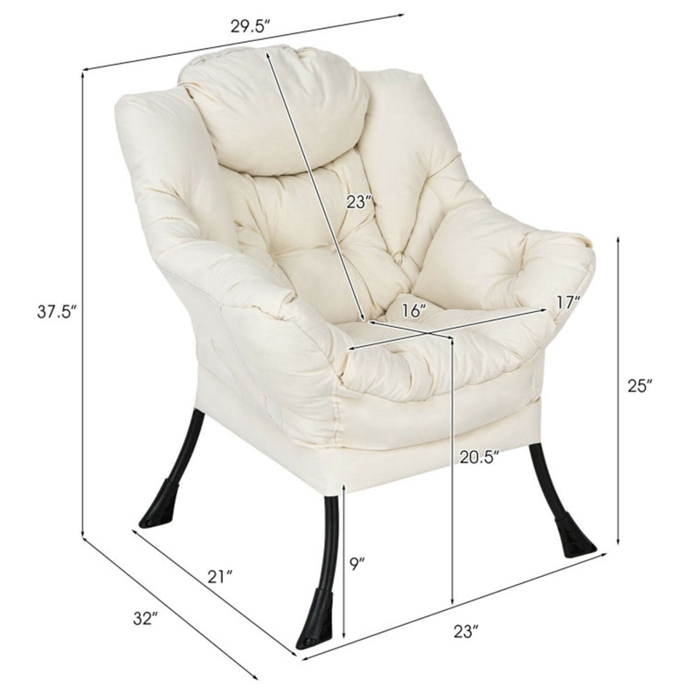 Finihen Modern Fabric Large Lazy Chair, Accent Oversized Comfy Reading Chair, Modern Polyester Fabric Lazy Chair with Steel Frame and Side Pocket, for Living Room, Bedroom, Dorm, Beige Finihen Modern Fabric Large Lazy Chair, Accent Oversized Comfy Reading Chair, Modern Polyester Fabric Lazy Chair with Steel Frame and Side Pocket, for Living Room, Bedroom, Dorm, Beige