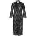 thumbnail image 3 of QLEICOM Women's Casual Turn-down Collar Shirt Dresses Long Sleeve Button Down Long Dress Bohemian Floral Mid Waist Dress with Pockets Summer Beachwear Temperament Maxi Dress Dark Black M, 3 of 5