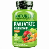 NATURELO Bariatric Multivitamin - One Daily with Iron - Supplement for Post Gastric Bypass Surgery Patients - Natural Whole Food Nutrition - 60 Veggie Capsules