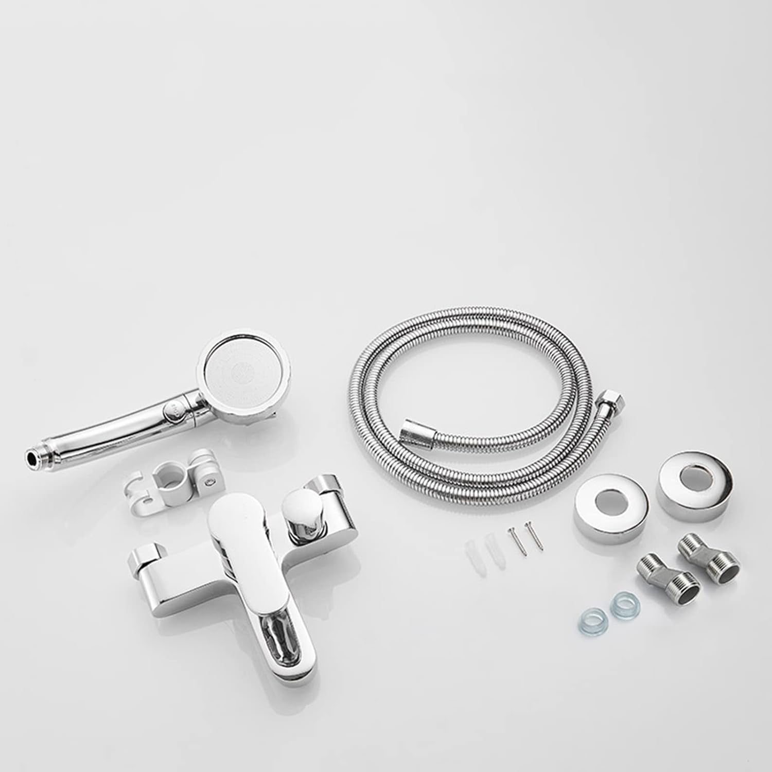 Bath Mixer Tap with Shower Attachment Bathtub Faucet Wall Mounted Shower Faucet Hot and Cold Water Brass 2 Holes Bathroom Faucet Chrome Plated-B