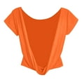 thumbnail image 6 of Vmvidoty Short Sleeve Shirts for Women Backless Tops Going Out T-Shirt Crop Womens Blouse Boat Neck Outfit Orange L, 6 of 8
