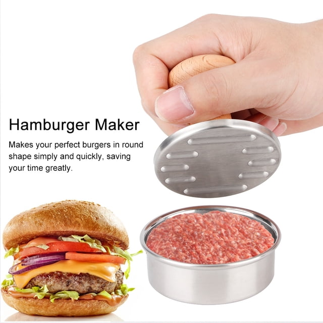 Máquina para Hacer Hamburguesas de Acero Inoxidable Molde para prensar Carne Molde a presión Manual Máquina para Hacer Hamburguesas Accesorios de Cocina Parrilla Prensas Planchas EOTVIA NO