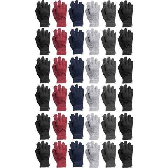 Yacht & Smith Wholesale Bulk Winter Gloves For Men Woman, Bulk Pack Warm Winter Thermal Gloves (Mens 36 Pairs Solids)