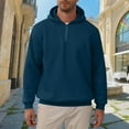 thumbnail image 2 of UVEASISHA 1/4 Zip Up Hoodie Mens Long Sleeve Drawstring Hooded Sweatshirts Quarter Zipper Casual Pullover Tops Hipster Fashion Hoodies Navy 3XL, 2 of 7