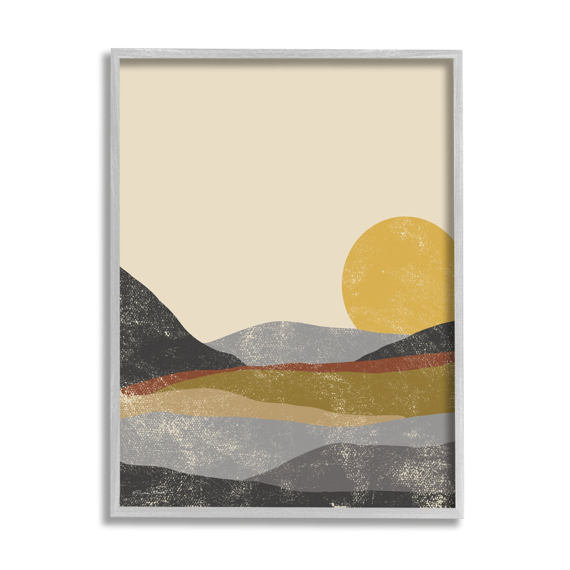 Stupell Industries Sunrise Cliffs Modern Blocked Landscape Grunge Pattern,11 x 14, Design by Sn Ball