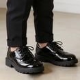 thumbnail image 2 of LYHaoo Boys Classic Dress Shoes Formal Casual Round Toe Flats Shoes for Boys School Uniform Shoes,Black,Sizes 11(6.77") Little Kid, 2 of 7