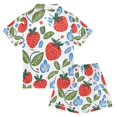 thumbnail image 2 of FORMRS Niños Short Sleeve Top and Pants Pajama Set Unisex Satin 2-Piece Sleepwear, Sizes 5-6Y, Vibrant Strawberries, 2 of 8