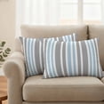 thumbnail image 2 of Blue Grey Stripes Outdoor Waterproof Pillow Covers, Simple Striped Lines Minimalist Modern Decorative Rectangle Throw Pillowcase Sofa Cushion Sham for Patio/Couch/Chair, 20"x12" 2 Pack, 2 of 8