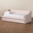 thumbnail image 3 of Baxton Studio Raphael Pink Velvet Upholstered Twin Size Daybed with Trundle, 3 of 11