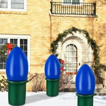 Neoyler Christmas Decorations Outdoor Christmas Lights Inflatable Light Bulbs Quick Setup with Blower Weather Resistant Design for Lawns Courtyards Patio Holiday Party Festive Atmosphere 9.1in Blue