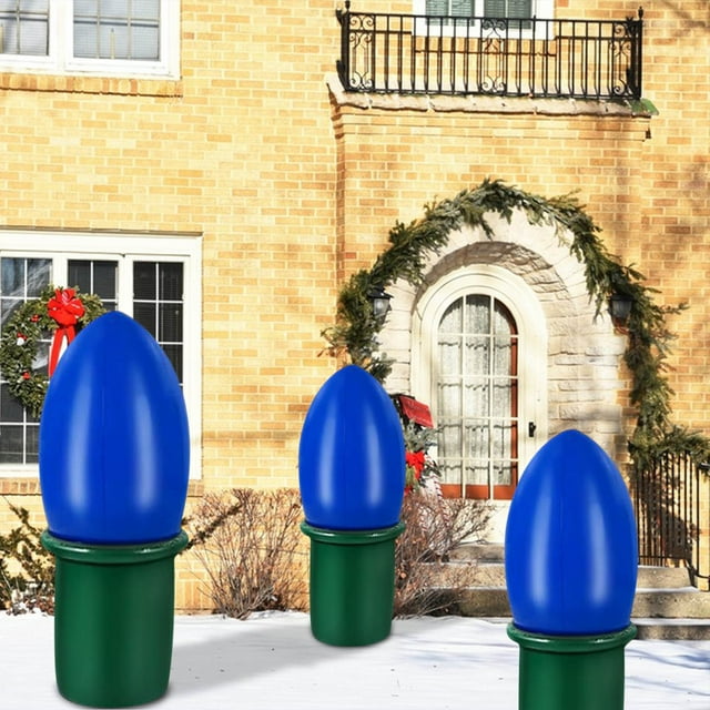 Decoración navideña para exteriores: Luces de bombillas inflables de Navidad para césped, decoraciones para fiestas en patio, jardín o patio, azul