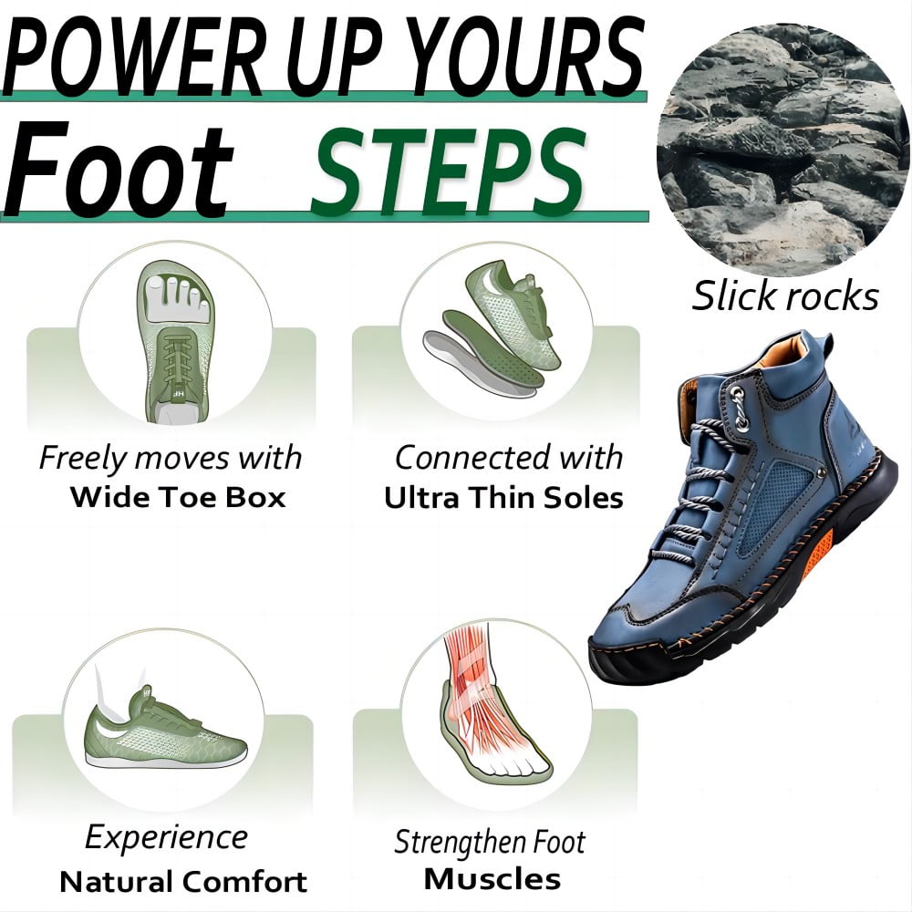 Men's Casual Leather Boots Handmade Lightweight Breathable Anti-slip Impact-resistant Sneakers Chukka Hiking Loafers Shoes Blue 10.5 US