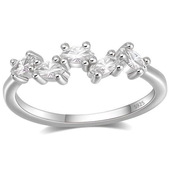 Maris Half Eternity Ring for Women Sterling Silver CZ Anniversary Wedding Band Stackable by Ginger Lyne