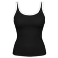 thumbnail image 5 of TGSLY Women's Crew Neck Cropped Tank Tops Ribbed Knit Color Block Contrast Trim Sleeveless Vest Athleisure Casual Built in Padded Bra Solid Color Tshirts L, 5 of 7