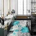 thumbnail image 2 of Turquoise Teal Modern Abstract Kitchen Rug Set,Black Grey Artistic Painting Decorative Runner Rugs with Rubber Backing,Throw Rugs Washable for Kitchen Sink,Laundry Room,Standing Desk,Boho, 2 of 5