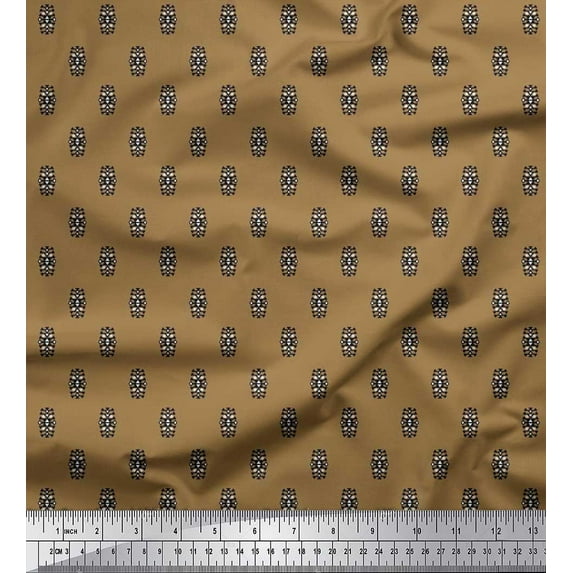 Soimoi Cotton Duck Fabric Ikat Small Motif Shirting Print Fabric by Yard 42 Inch Wide