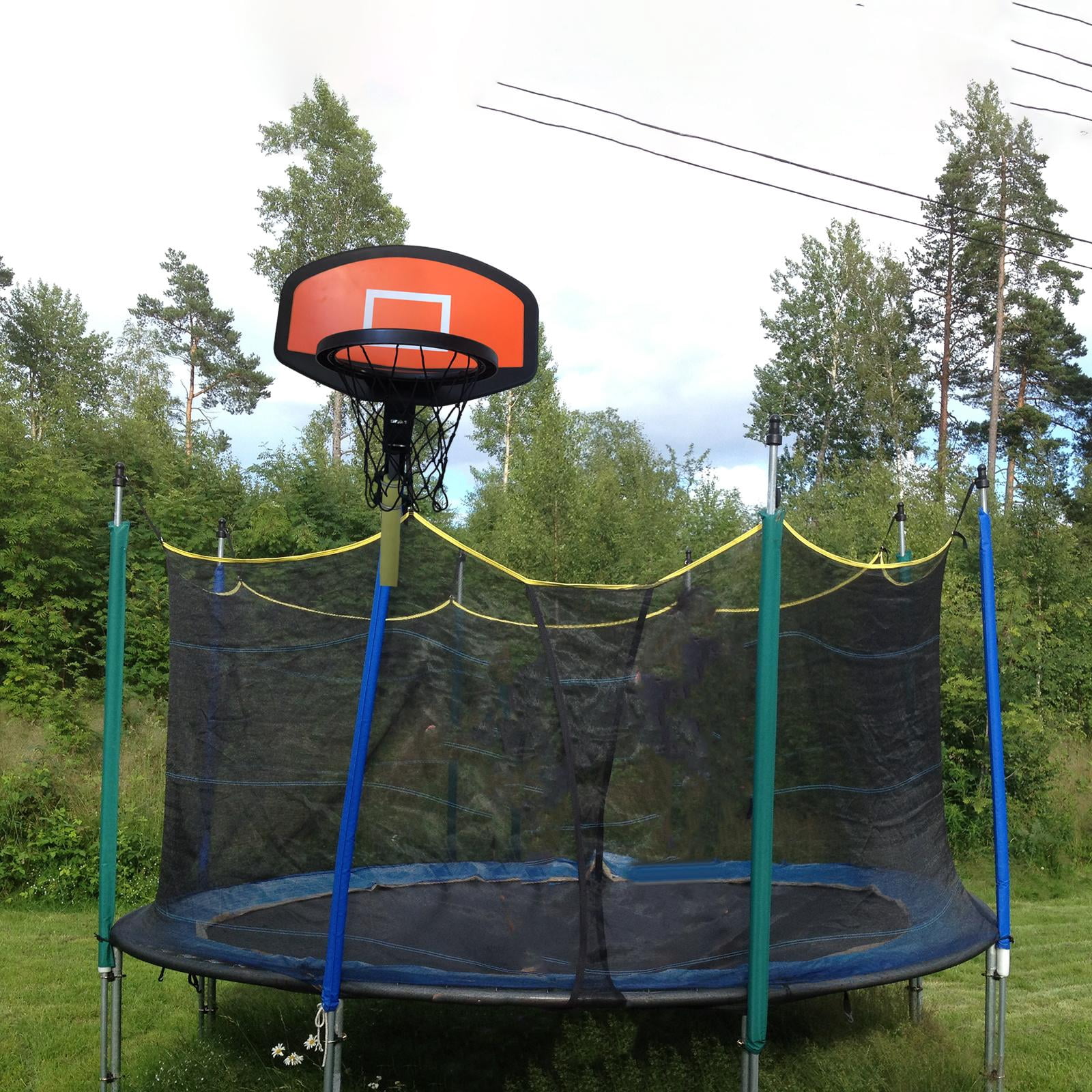 LeeQinersw Basketball Hoop Trampoline Attachment with Mounting Bracket Backboard Toy Net Sturdy Material Easy Installation Suitable for Outdoor Sports Playground