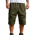 thumbnail image 4 of Betivan Men's Cargo Capri Pants Solid Color Drawstring Elastic Waist Pockets 3/4 Length Loose Fit Casual Summer Outdoor Sports Daily Trousers, 4 of 9