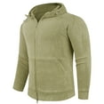 thumbnail image 3 of MHFRRA Chaqueta con Capucha Informal para Hombre, Forrada para Exteriores, Otoño E Invierno Verde claro, 3 of 8
