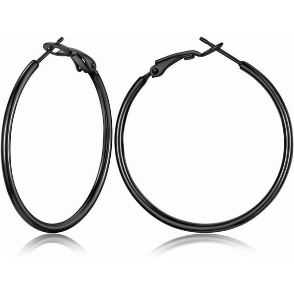 14K Professional Gold Plated Lightweight Roomy Hoops| 2mm Thin Hoop Earrings for Women 30/40/50/70/100mm[t229]