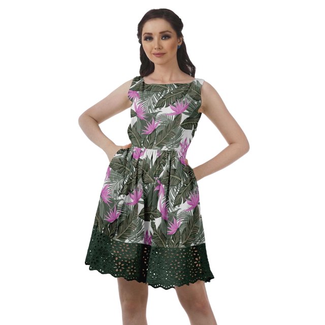Moomaya Robe en Dentelle Style Vintage pour Femmes, Robe Courte d'Été Décontractée en Coton Imprimé
