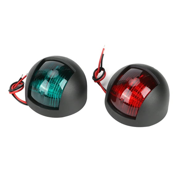 Red & Green for Starboard & Port, 12V Round Yacht Lamps, Black Housing Waterproof Marine LED Navigation Lights