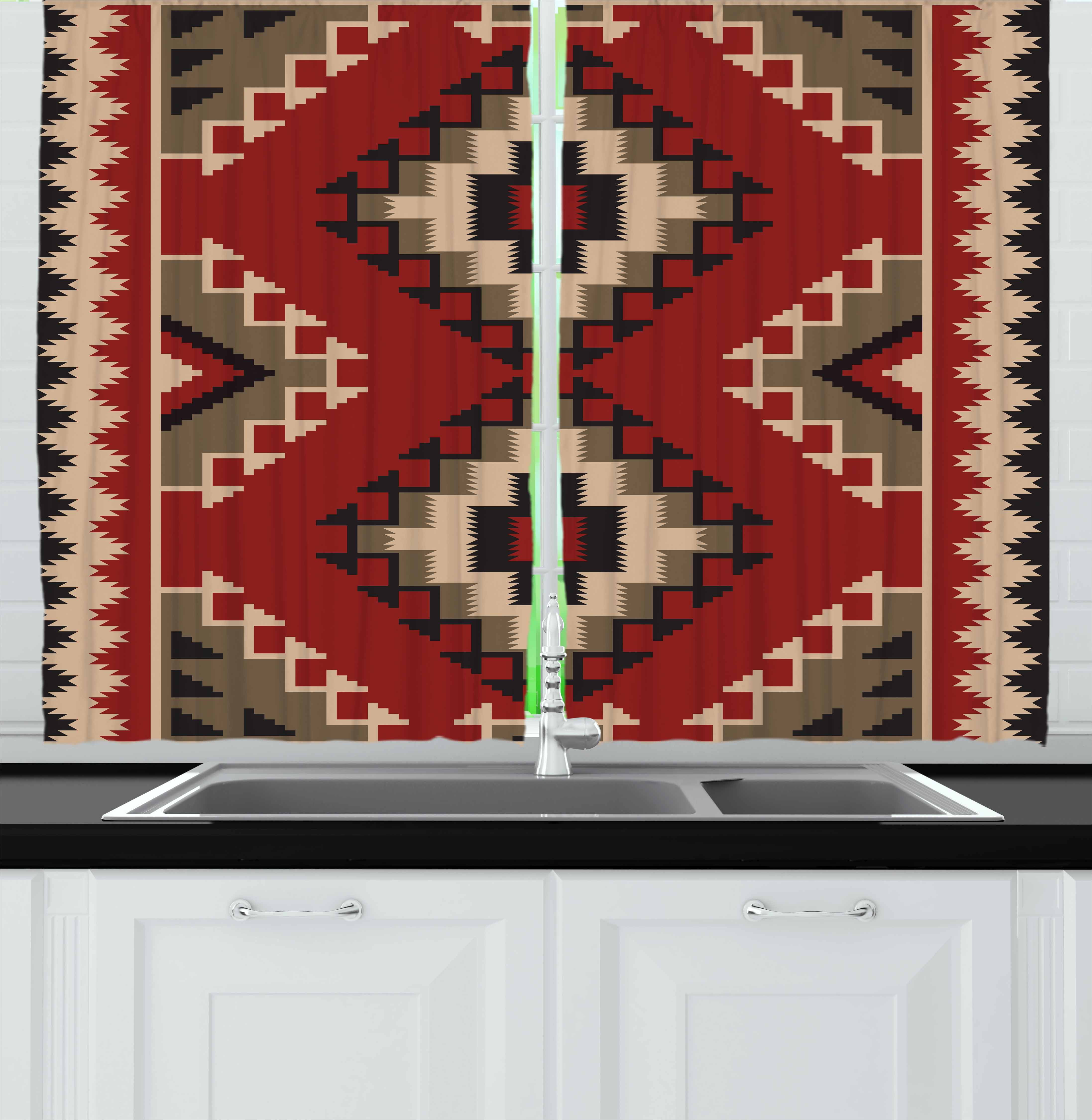 Afghan Curtains 2 Panels Set Middle Eastern Folklore Pixel Art Afghan Curtains 2 Panels Set Middle Eastern Folklore Pixel Art Triangles Style Geometric Ilration Window Ds For Living Room Bedroom