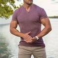 thumbnail image 2 of Afdoent Men's Shirts Male Summer Sports Fitness And Leisure Vertical Stripe Elastic Vertical Stripe V Neck Short Sleeve Shirt Classic Fit, 2 of 4