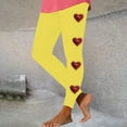 thumbnail image 2 of lcziwo Clearance, Women's Valentine Day Leggings Novelty Letter Graphic Print Tight Yoga Pants Casual Elastic High Waisted Tummy Control Sport Leggings Yellow XXL, 2 of 7
