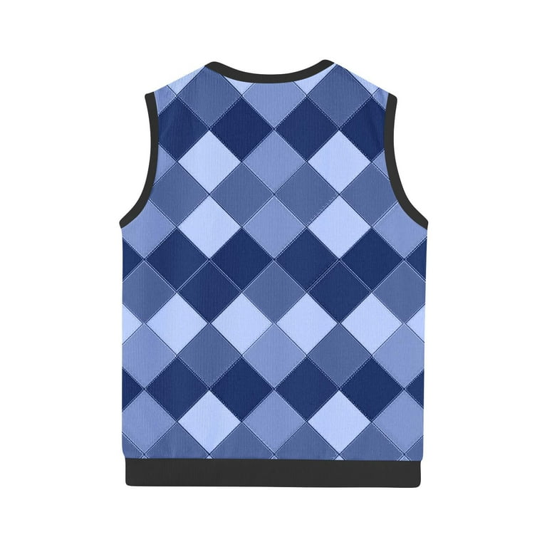 ZCFZJW Mens Argyle Knitwear Vest Plus Size V Neck Sleeveless