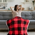 thumbnail image 4 of Catalonia Red Black Plaid Sherpa Blanket, Buffalo Sherpa Throw Blanket, Reversible Super Soft Warm Comfy Fuzzy Snuggle Holiday Throws for Couch Sofa Cabin Decro, 4 of 7