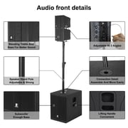 Stage-1260 Powered Line Array PA Speaker System, 8000W Peak, Dual 12-Inch Subs, 4 DSP Presets, TWS Bluetooth