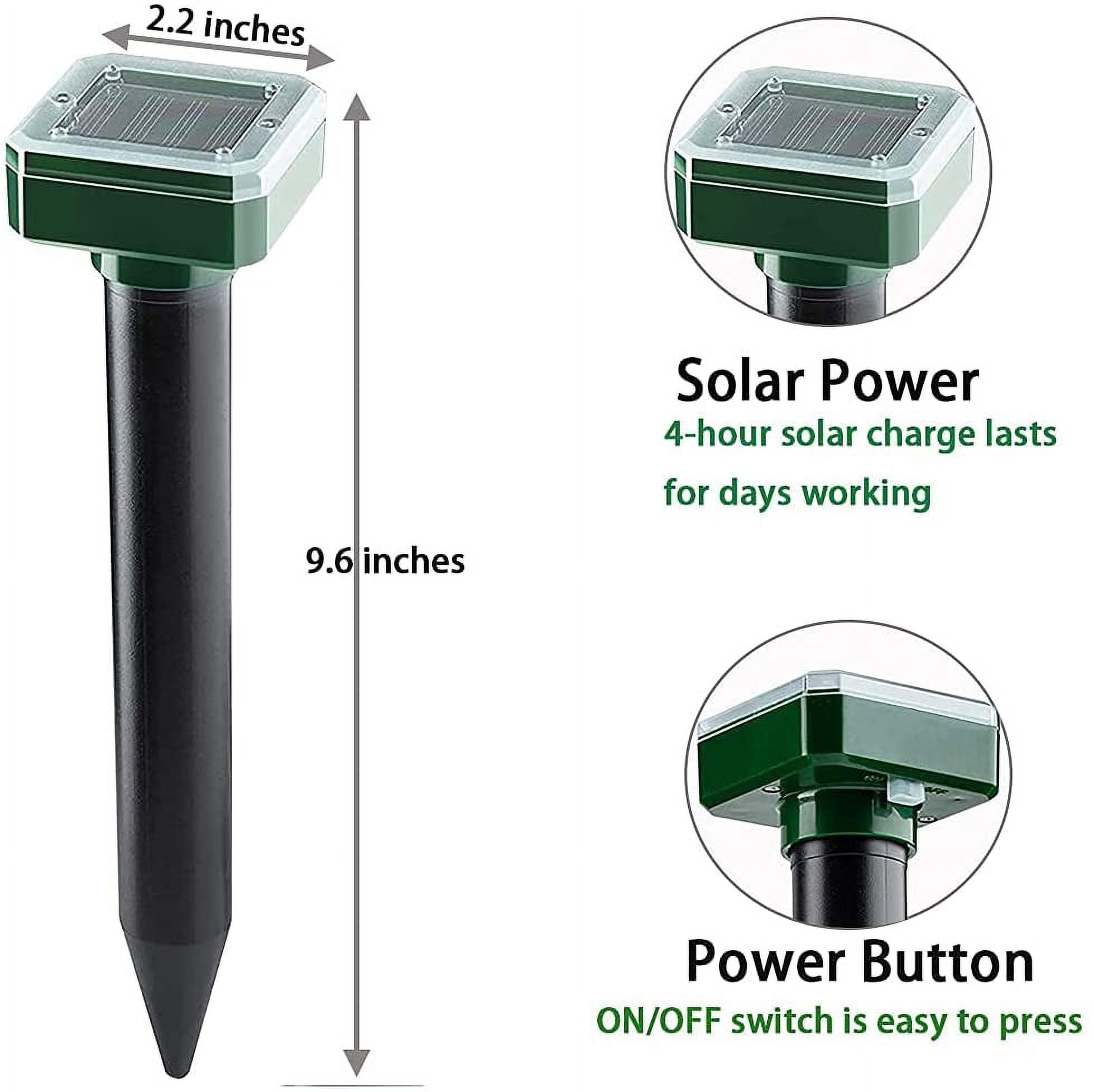 Roofei 2 PCS Solar Mole Repellent, Solar Mole Repeller Ultrasonic Pest Deterrent, IP65 Waterproof Animal Repellent, Rodent Repellent Pest Control Gopher, Vole & Snake for Outdoor Lawn Garden Yards