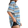 thumbnail image 4 of Garbnen Striped Oversized Tshirts for Women Plus Size Crew Neck Women's Short Sleeve Shirts Loose Fit Color Block Lightweight Trendy Tunics Tops for Women Blue M, 4 of 6