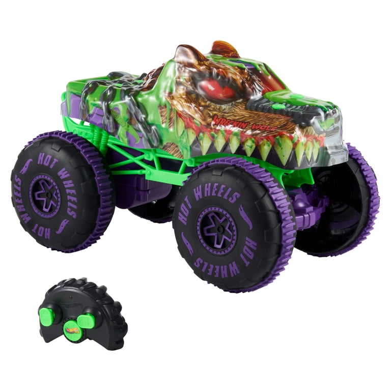 Hot Wheels Monster Trucks Mutant Chaos Wreckin' Wolf RC, Battery