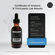 Spermidine Drops - 2400mg Maximum Strength - 98% Pure - Clinically Tested - 3rd Party Tested - Autophagy Supplements - Made in USA. 20MG Per Serving - 120 Servings
