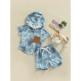 thumbnail image 4 of Elippeo 2 Pcs Infant Pants Set 0-5 Years Boys Contrast Color Short Sleeve Hooded Pullover + Drawstring Shorts, 4 of 9