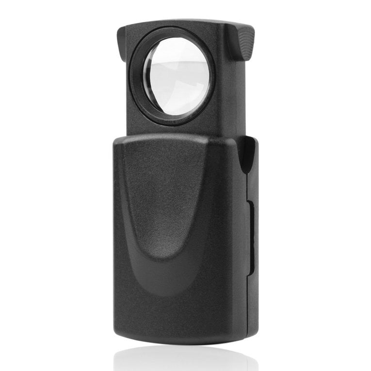 Tivolii 1pc Mini Pocket 30x21mm Black Microscope LED fold Eye Jewelry Loupe Pull Type Jewelry Magnifier with LED Light Jewelry Loupe