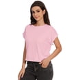 thumbnail image 3 of Women's Crew Neck Short Sleeve T Shirt Summer Casual Loose Workout Top, 3 of 6