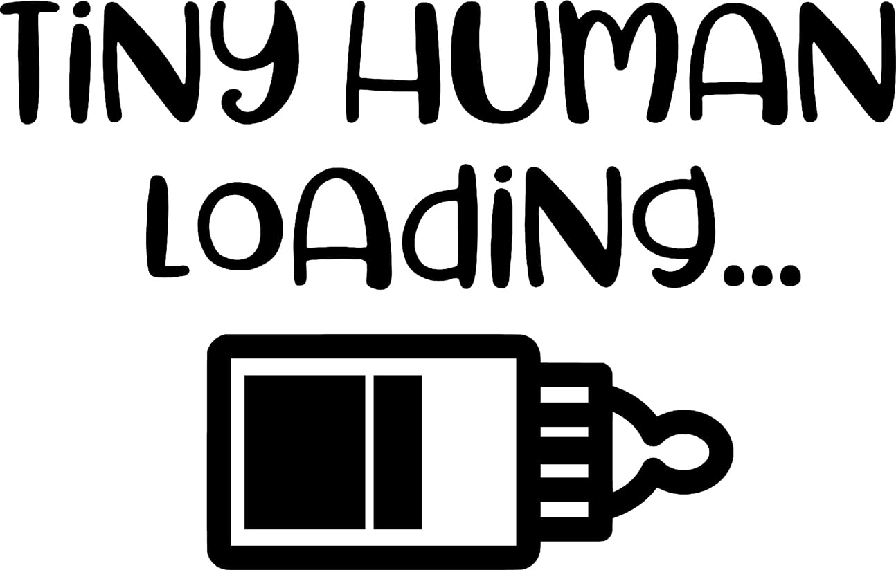 Tiny Human Loading Baby Bottle Funny Pregnant Wall Decals for Walls