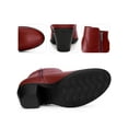 thumbnail image 3 of BLISSFUL STEP Women's Ankle Boots Chunky Heel Round Toe Zipper Faux Leather Boots Burgundy 7, 3 of 6
