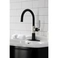 thumbnail image 3 of Kingston Brass KSD2236KL Whitaker One-Handle Single-Hole Bathroom Faucet with Deck Plate and Push Pop-Up Drain, Matte Black/Polished Nickel, 3 of 7