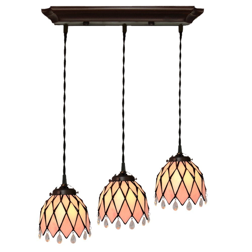 Bieye L10142 7-inches Tiffany Style Stained Glass Ceiling Pendant