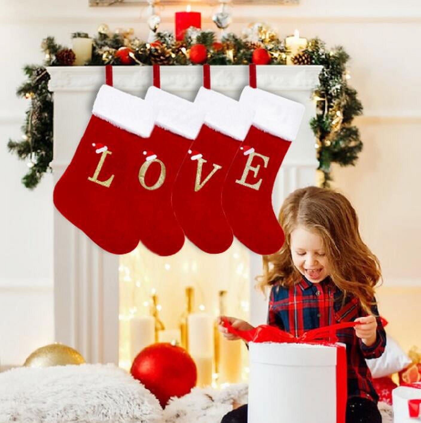  QAZIUY Christmas Stockings Christmas Decor Clearance 12pc 14  Inch Letters Christmas Stockings Super Soft Christmas Stockings Large  Stockings Red Stockings Christmas Holiday : Home & Kitchen