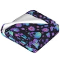 thumbnail image 2 of Cauagu purple Skull flower Pattern Flannel Bed Blankets,Fleece Blanket Comfortable Air Conditioning Blanket for Sofa Bed Travel Couch & Living Room -80"x60", 2 of 8