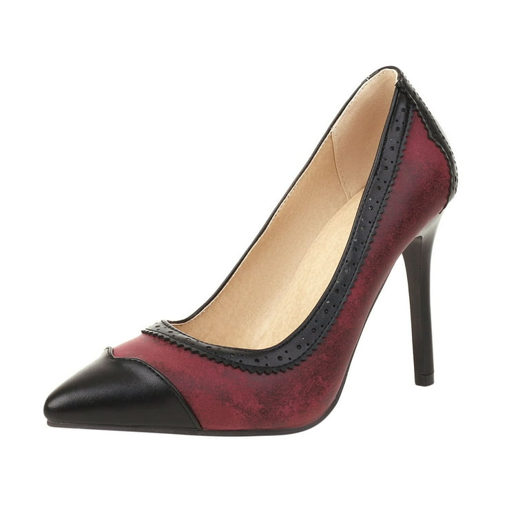 Women s Shoes Vintage Stitching Sandals Super High Heel Pointed Toe Casual Stilettos Pumps